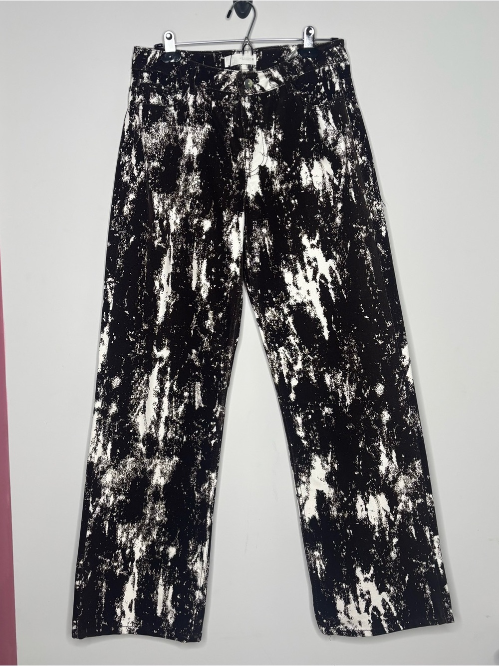 ZARA NWT Brown and White High Rise Animal Print Straight Leg Pants Sz 8